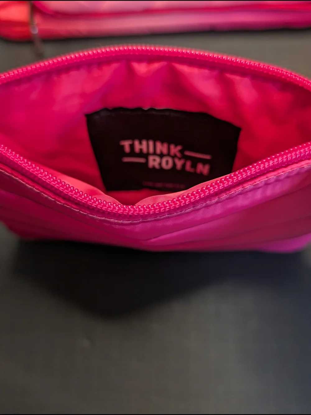THINK ROYLN Pink Ombre Quilted Crossbody Bag Zip Silver Hardware Strap & Pouch